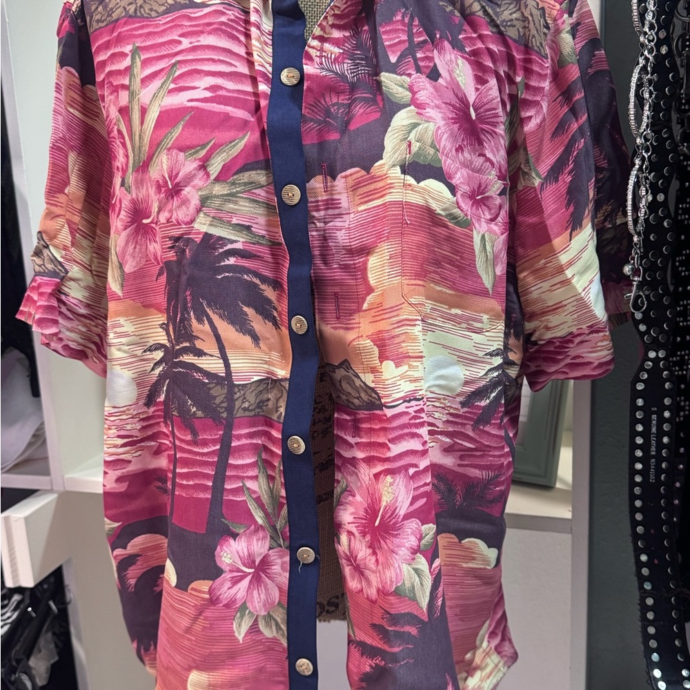 Caribbean Pink and Purple Floral Men's Shirt